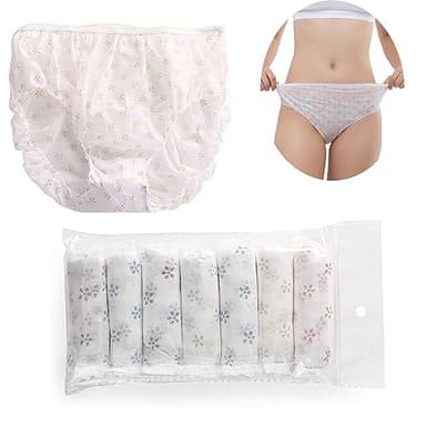 Travelcare 7 Pezzi Biancheria Intima Non Tessuta USA e Getta da Donna Slip da Donna Stampa di Carta Mutandine per Viaggi Hotel Spa Soggiorni in Ospedale Emergenze