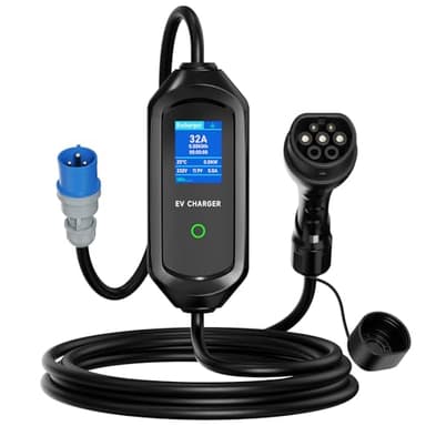AFYEEV Tipo 2 Cavo di ricarica 7 kW Mobile Wallbox, 5 m 6-32 A 1 fase cavo di ricarica tipo 2 spina CEE, caricatore EV portatile con potenza di ricarica regolabile e funzione timer, per EV PHEV IEC