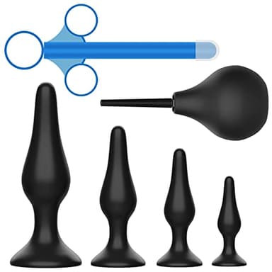 Giocattoli sessuali con plug anale, set di 6 plug anali in silicone, set di allenamento per plug anali per adulti, kit di dildo anale per principianti, donne, uomini o coppie