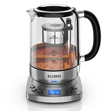 Razorri Teiera elettrica da 1,7 l, con sollevamento automatico senza BPA, 5 tipi di tè e 3 livelli di erogazione, mantiene fino a 60 minuti, con acciaio inox