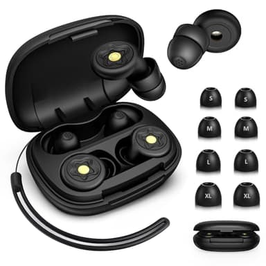 Tatxmalv Tappi Orecchie Dormire, 45dB di Tappi Per Orecchie Antirumore, con 8 Copri Auricolari, Riutilizzabile, Tappi per le in Silicone per Sonno, Viaggio e Studio, Nero, 4 Taglie