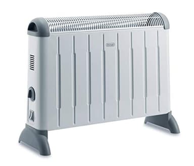 De'Longhi HCM2030 TermoConvettore Elettrico, Silenzioso, 3 Livelli di Potenza, Manopola Intuitiva, per Ambienti Fino a 60m³, Maniglia, Funzione Antigelo, Leggero, termostato di sicurezza, Bianco