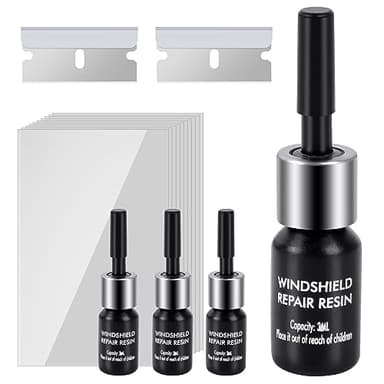 everfarel Kit di Riparazione per Parabrezza Auto, Kit di Strumenti di Riparazione Parabrezza per salti e Crepe Auto Chip e Crepe 4pcs