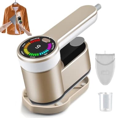 Ferro da Stiro Portatile Verticale 2 in 1 Viaggio Stiratore Stiratrice Vapore Professionale Steamer Stirare Vestiti Orizzontale Mini Piccolo Stirella Lcd 1200W Vaporizzatore Indumenti + Guanti Stiro