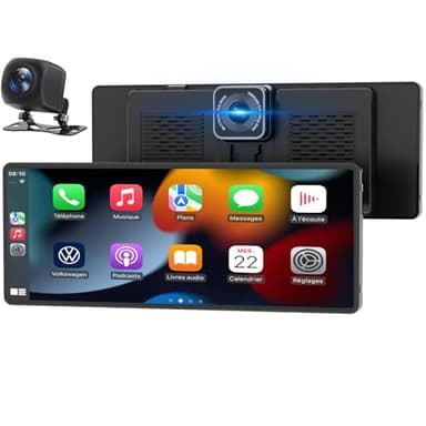 Carplay Auto, 10.26" Android Auto Wireless, Autoradio Bluetooth con Schermo con 1080P Telecamera Posteriore e Anteriore, Navigazione GPS, Audio Premium, Comando Vocale, Accendisigaro a Doppia Porta