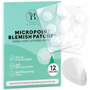 Patch Brufoli, Micro Dart Pimple Patch, Cerotti Brufoli per Pimple Cistica, Pimple Patches Microdart con Niacinamide, Acido Salicilico e Ialuronico (12 Pezzi) - PAC3