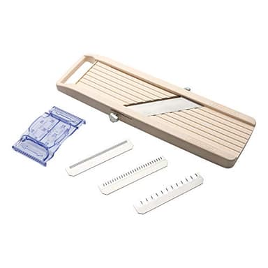 Benriner Affettatrice a mandolino portatile giapponese BN-1 con tre lame intercambiabili in acciaio inossidabile, color avorio, per tagliare frutta e verdura, in acciaio inossidabile, bianco sporco