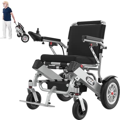 VOCIC V62 Sedia a rotelle elettrica pieghevole leggera per disabili 136KG,25KM Carrozzina elettrica a doppia batteria per anziani,Pneumatico in gomma per tutti i terreni| 5 anni di garanzia