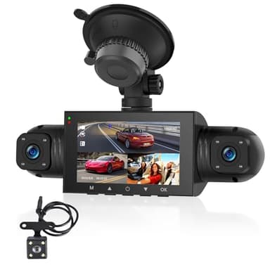 Podofo 360 gradi Dashcam, HD 1080P telecamera anteriore con sinistra/destra/telecamera posteriore, 4 canali G-Sensor Motion Detection Loop registrazione guida 24 ore modalità di parcheggio