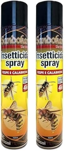 Sandokan, Insetticida Antivespe e Calabroni, Azione immediata, 750 ml Getto Spray da 5 Metri, Effetto Lunga Durata, Anti Vespe e Nidi di Vespe Esterno Interno a base di Piretro (Confezione da 2)