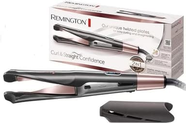 Remington Piastra per Capelli e Arricciacapelli - Curl&Straight Confidence 2in1 Multistyler: Piastre per styling curve per stirare, ricci e onde - 150-230°C, piastra per capelli S6606B