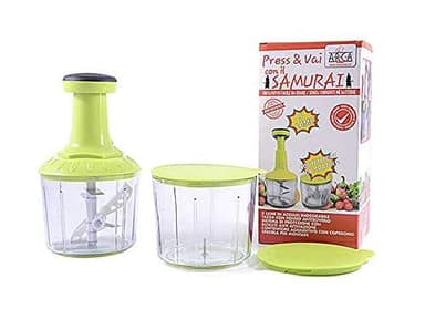 Arca Tritatutto a Pressione | Manuale | Lame in Acciaio Inox | Doppio Contenitore con Spatola per Montare | Trita Verdure, Trita Prezzemolo, Trita Carne | Facile Pulizia e Utilizzo Sicuro