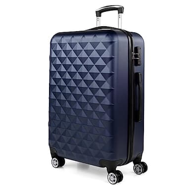 ITACA - Valigia Da Stiva Rigida - Trolley Grande Con Ruote, Valigia 23kg Per Viaggi, Trolley Da Stiva Resistente. Lucchetto a Combinazione TSA, Blu