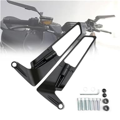 LJLBFB Specchietti Moto per Hornet 600 900 CB600F CB900F, Specchietti Laterali Moto, Specchietti Laterali Stealth Wind - Design Sportivo con Ali Regolabili M8/M10 Filettatura,A/White Glass