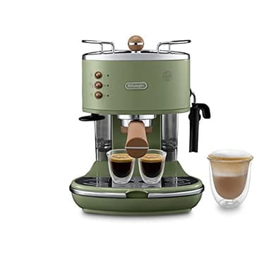De'Longhi Icona Vintage ECOV311.GR Macchina da Espresso Manuale e Cappuccino, per Caffè in Polvere e Cialde E.S.E., Spegnimento automatico, Caldaia acciaio, Serbatoio 1,4L, Verde