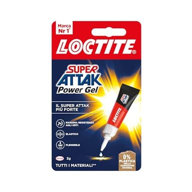 Loctite Super Attak Power Flex, Colla liquida trasparente e istantanea per materiali flessibili, Adesivo resistente in formula gel, Colla per scarpe, pelle, gomma e cuoio, 1x3g