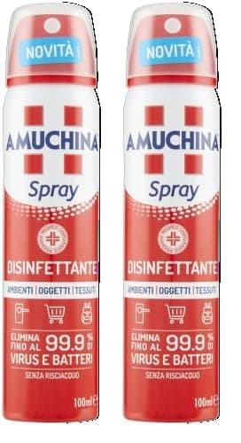 Amuchina Spray Disinfettante Virucida per Ambienti, Oggetti e Tessuti, 100 ml (Confezione da 2)