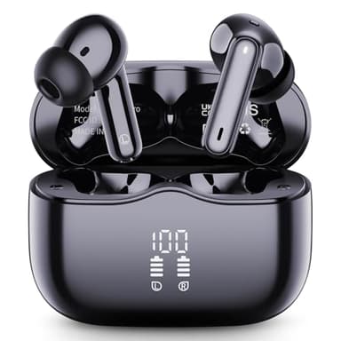 Cuffie Bluetooth 5.4 In Ear, Auricolari Bluetooth 3D Bass Stereo con 4 Mics ENC Cancellazione Rumore, 40 Ore Cuffie Wireless LED Display USB-C, IP7 Impermeabili Cuffiette Senza Fili per iOS Android