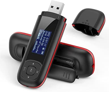 AGPTEK Lettore Mp3 Portatile con Chiavetta USB, Mini Lettore Musicale da 8GB Supporta Batteria AAA Sostituibile,Registrazione, Radio FM,Trasferimento Dati,espandibile Fino a 128 GB, Nero