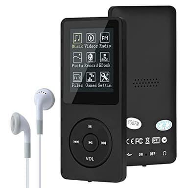 Lettore MP3/MP4, aggiornamento Lychee, lettore musicale digitale da 8 GB, suono HiFi portatile con registrazione video/vocale/radio FM, lettore e-book, supporta fino a 64 GB (nero)
