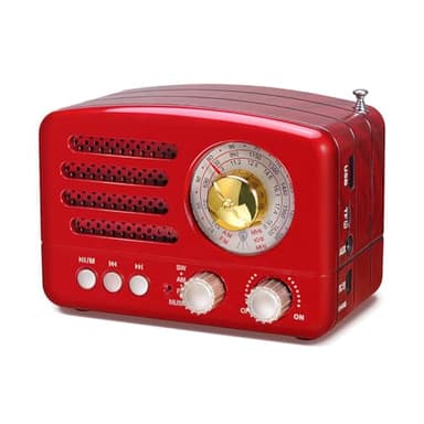 PRUNUS J-160 Radio Portatile Vintage FM/AM(MW)/SW, Altoparlante Bluetooth, Manopola di Regolazione Extra Large,Batteria Ricaricabile da 1800 mAh Potenziata,Supporta TF Card/AUX/USB MP3 Player.