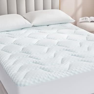 EHEYCIGA Topper Singolo 90x190, Memory Foam Topper Materasso Respirabile con Tasca Extra Profonda, Bianco