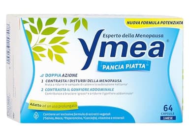 Ymea Pancia Piatta Integratore Alimentare Esperto della Menopausa, Contrastra il Gonfiore Addominale e i disturbi della Menopausa, 64 capsule