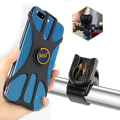 Porta Cellulare Bici, Universale Supporto Smartphone per Bici 360° Rotabile, Staccabile Telefono Porta per MTB Moto Bicicletta Compatibile con iPhone 15/14/13/12, Smartphone 4.5"-7.0" (Nero-4)