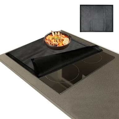 WestCH 52 x 61cm Tappetino Protettivo per Piano Cottura a Induzione, Tappetino Induzione Riutilizzabile Tappetino per Piano Induzione multifunzionale in Silicone Antiscivolo Antigraffio（Maglia Nera）