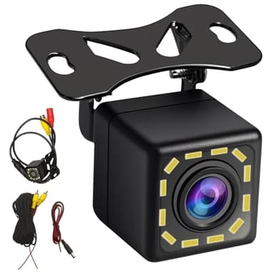 iFreGo HD Telecamera posteriore auto cablata Universale 170 gradi Obiettivo grandangolare 12 LED Telecamera di backup 100% impermeabile Visione notturna per aiuto alla retromarcia