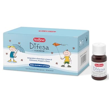 Buona Difesa Flaconcini Bambini, Integratore per Difese Immunitarie Bambini con Echinacea, Propoli, Zinco, Vitamina D e Beta Glucani