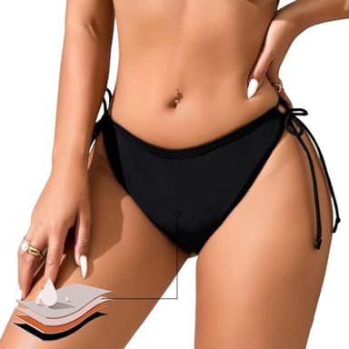 Runmeihe Costume Bagno Mestruale Donna, Costumi Assorbenti per Ciclo per Bikini, Biancheria Intima Mestruale a Prova di Perdite (IT, Numero, 44, 46, Regular, Regular, Black)