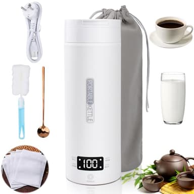 TAVADA Bollitore Elettrico da Viaggio 500ml,3 in 1 Bollitore Elettrico Portatile Mini,Acciaio Inox 316,Ebollizione Rapida,4 Livelli di Temperatura Regolabili,per Tè,Latte,Caffè