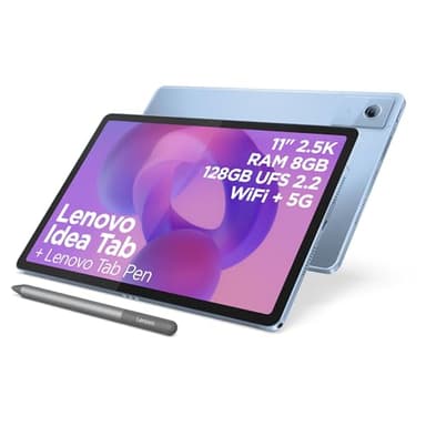 Lenovo Idea Tab Tablet - Display 11" 2.5K (2560x1600) 90Hz, Processore Mediatek Dimenity 6300, RAM 8GB, Memoria 256GB, WiFi 5, Tablet Android 15, Tab Pen inclusa - Polar Blue