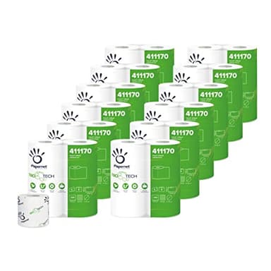 Papernet Bio Tech - Carta Igienica 411170, 48 Rotoli (4 Rotoli per Confezione), Pura Cellulosa, Biodegradabile, 2 Veli, Lunghezza 27,5 m, 250 Strappi, Fascettati Singolarmente