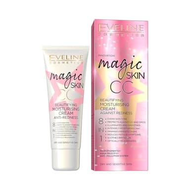 Eveline Cosmetics Magic Skin CC Crema di Bellezza Idratante per Rossori 8-in-1 con Acido Ialuronico e Vitamina E, 50ml