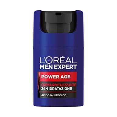 L'Oréal Paris Men Expert, Crema Rivitalizzante Power Age, 24H Idratazione, Con Acido Ialuronico, 50 ml