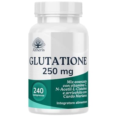 Glutatione Forte 240 Compresse 250mg con Nac N-Acetil-Cisteina, Vitamina C e Cardo Mariano - Potente Antiossidante Integratore Detox Anti-Age
