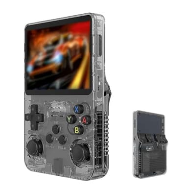 Keyboy Game Console R36S Retro Handheld Game Console con 64/128G Built-in 21000+ Giochi Classici, Sistema Linux Open Source Schermo IPS da 3,5 pollici Lettore video tascabile portatile (nero 128G)