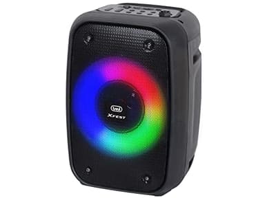 Trevi XFest XF 150 Speaker Portatile 15W, Altoparlante con Audio Wireless, USB e Micro SD, Funzione TWS, Luci LED Discolight, Karaoke Party Speaker con Batteria Integrata Ricaricabile Type-C
