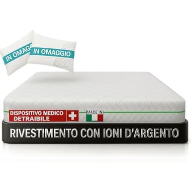 Francegaglia - Materasso Matrimoniale Memory Foam 160x190 7 Zone Differenziate (Dispositivo Medico Certificato) Materassi Matrimoniali Made in Italy, Altezza Garantita 25 Centimetri con Tessuto Silver