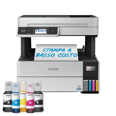 EPSON EcoTank ET-5170 stampante Multifunzione A4 (stampa, copia, scansione, Fax) USB, Wi-Fi, Wi-Fi Direct, Ethernet, display LCD 6,1 cm, ADF, serbatoi flaconi alta capacità, Smart Panel, fronte/retro