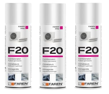 Faren F20, Igienizzante Spray per Climatizzatori di Casa e Auto, gradevolmente profumato a base alcolica, 3pz x 400ml