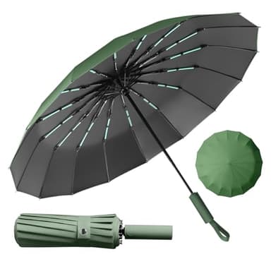 LENDOO Ombrello Pieghevole Antivento,Ombrello Automatico Ombrello Compatto Pieghevole a 16 Costole, Grande Ombrello Tascabile Con Apertura Automatica, Antivento Anti UV