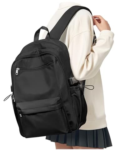 Zaino Scuola Superiore Uomo Zaino da Università Impermeabile Ragazzo Zaini per Scuola Superiore Media Leggero Resistente College Casual Backpack Nero