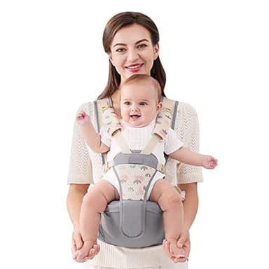 SONARIN Traspirante Semplice Hipseat Marsupio,Marsupio Neonati con Sedile Multifunzionale Portantina Ergonomico Porta Bambino Fascia Porta Bebè per Neonati Bambini 0-36 Mesi(Grigio)