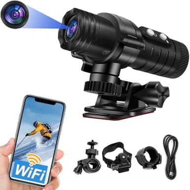 SecuraLen Action Cam, WiFi Telecamera Moto, HD 1080P & Angolo Ampio di 120° Action Cam Moto, Livellamento Automatico Dell'orizzonte Telecamera per Moto con Batteria Grande per un Utilizzo Prolungato