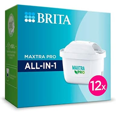 BRITA Filtro acqua rubinetto MAXTRA PRO All-in-1 confezione da 12 filtri - Riduce cloro, calcare, PFAS e metalli, filtro originale compatibile con caraffa acqua filtrante