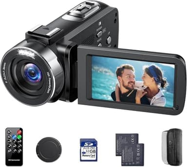 Videocamera 4K 42MP Camcorder per YouTube, 18X Zoom Digitale Videocamere, Schermo Rotante 270° 3" Vlog Camera con Scheda SD da 32 GB, Telecomando, 2 Batterie