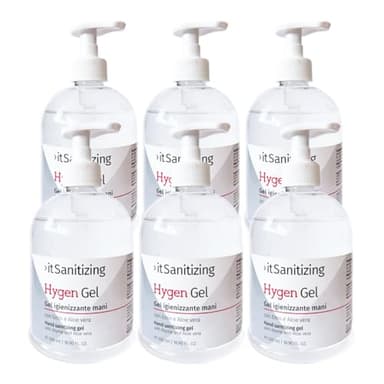 Hygen Gel Mani Disinfettante Igienizzante 3 Litri Antibatterico Sanificante Alcool 75% Elimina Virus Naturale con Aloe Vera e Timo Senza Risciacquo Profumato al Limone - 6 Flaconi da 500 ml